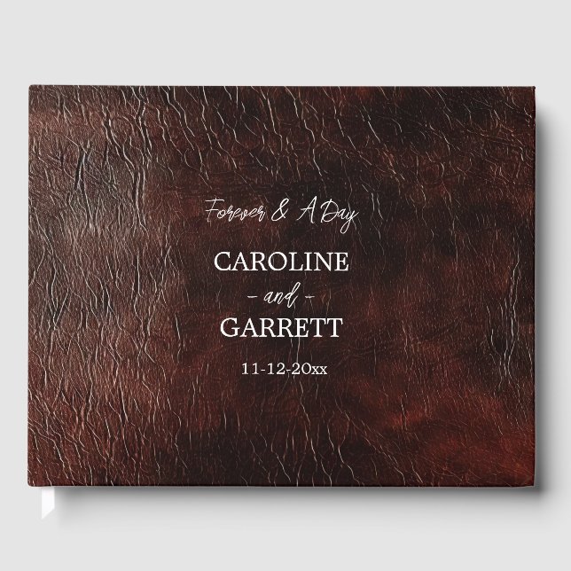 Libro De Visitas Chocolate oscuro Brown Faux Leather (Anverso)