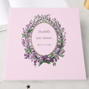 Libro De Visitas Chorro De Bebé Floral Rosa Elegante 