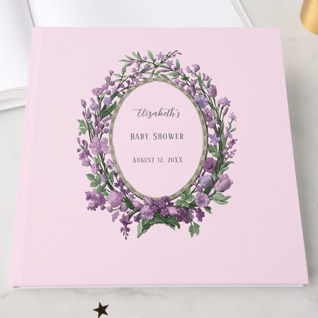 Libro De Visitas Chorro De Bebé Floral Rosa Elegante  (Subido por el creador)