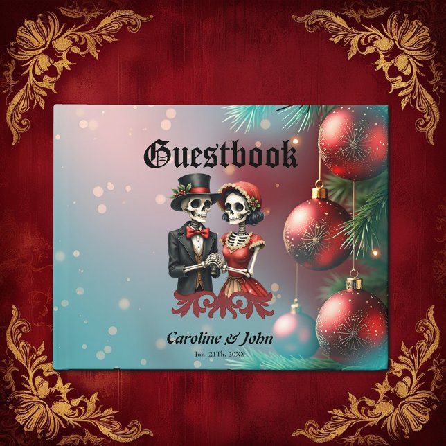 Libro De Visitas Christmas Bone Romance, A festive skeleton couple. (Subido por el creador)