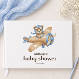 Libro De Visitas Chupete del Oso Piloto para Baby Shower de Niño