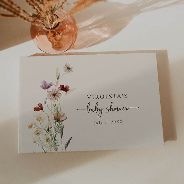 Libro De Visitas Chupinada Boho (Boho Wildflower Baby Shower Guest Book by Painted Paperie
)