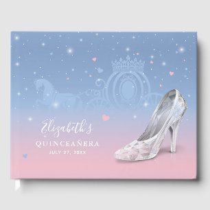 Libro De Visitas Cinderella Shoe Light Blue and Pink Quinceañera