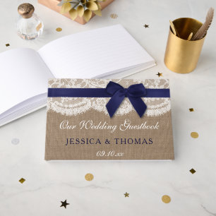 Libro De Visitas Cinta Naval En Boda Burlap & Lace