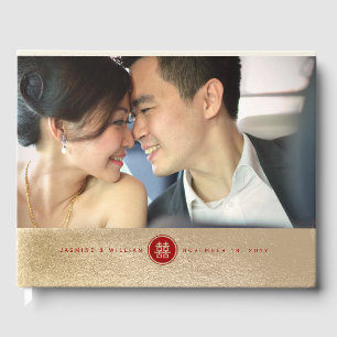Libro De Visitas Círculo rojo doble felicidad Boda chino foto