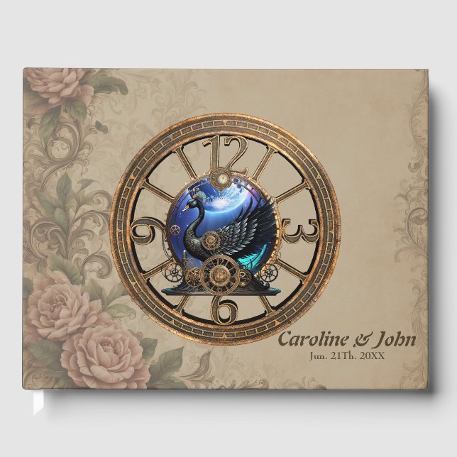 Libro De Visitas cisne negro de vapor con relojes y marchas. (Anverso)