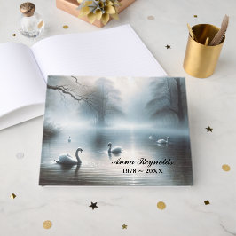 Libro De Visitas Cisnes en lago brumoso para servicio conmemorativo