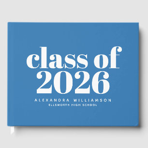 Libro De Visitas Clase de 2023 Moda Azul Minimalista Personalizado