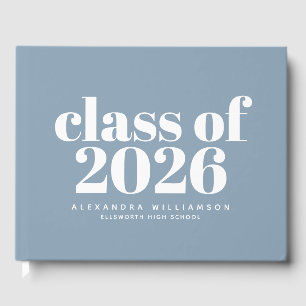 Libro De Visitas Clase de 2024 Simple Dusty Blue Personalizado