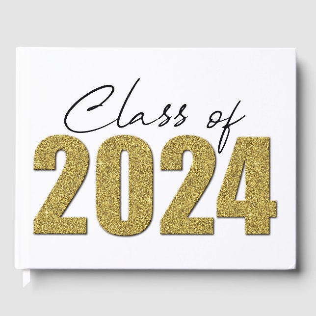 Libro De Visitas Clase Purpurina de oro de 2024 (Anverso)