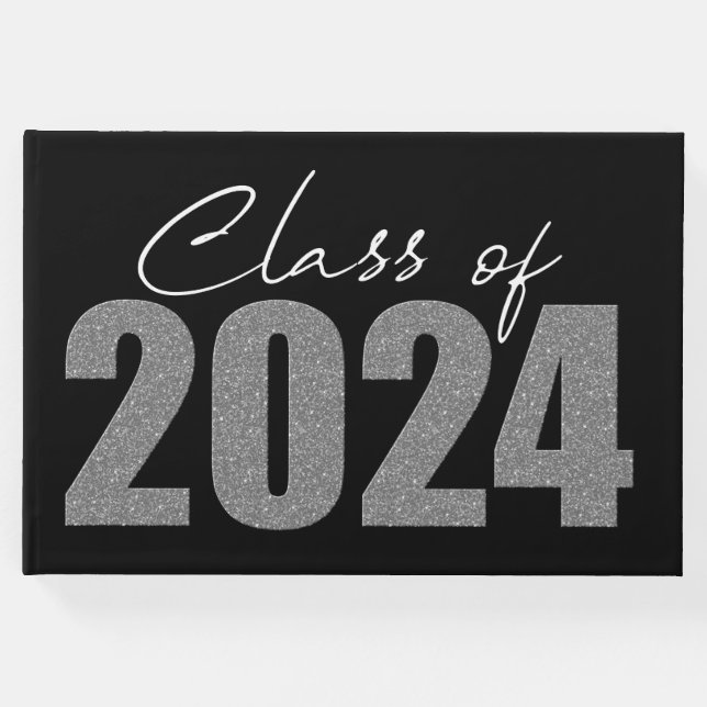 Libro De Visitas Clase Purpurina de plata de 2024 (Anverso)