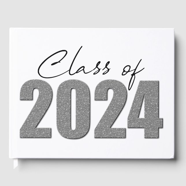 Libro De Visitas Clase Purpurina de plata de 2024 (Anverso)