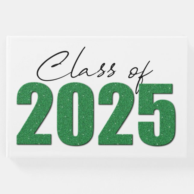 Libro De Visitas Clase Purpurina verde de 2025 (Anverso)