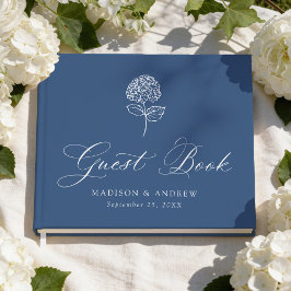Libro De Visitas Clásica Boda de Hortensias Azules de la Marina