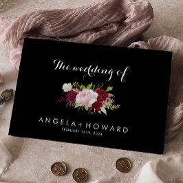 Libro De Visitas Clásico Boda Tropical Negro y Borgoña