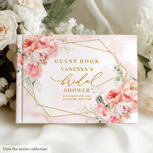 Libro De Visitas Clásico Boho Besos Marco Dorado Rosas Lluvia de Bo