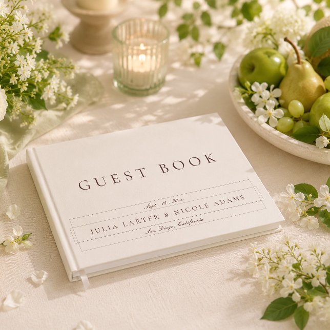 Libro De Visitas Clásico Choco Marrón Marfil Caligrafía Boda (Subido por el creador)