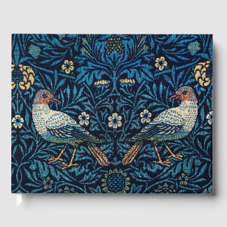 Libro De Visitas Clásico de tapiz de aves azules de William Morris