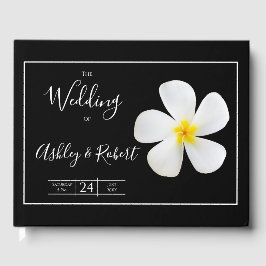 Libro De Visitas Clásico formal moderno, blanco sobre negro, Boda