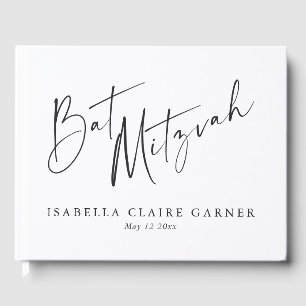Libro De Visitas Clásico Minimalista Bat Mitzvah Personalizado en B