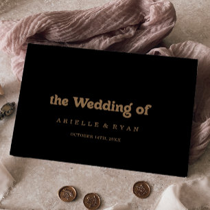 Libro De Visitas Clásico Minimalista Boda Oro Negro