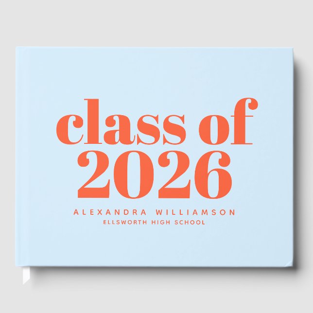 Libro De Visitas Class of 2026 Retro Typography Blue Orange (Anverso)
