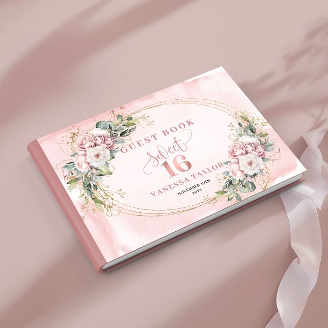 Libro De Visitas Classic Bohemian Pink Floral Greenery Sweet 16  (Classic Bohemian Pink Floral Greenery Sweet 16 Guest Book)