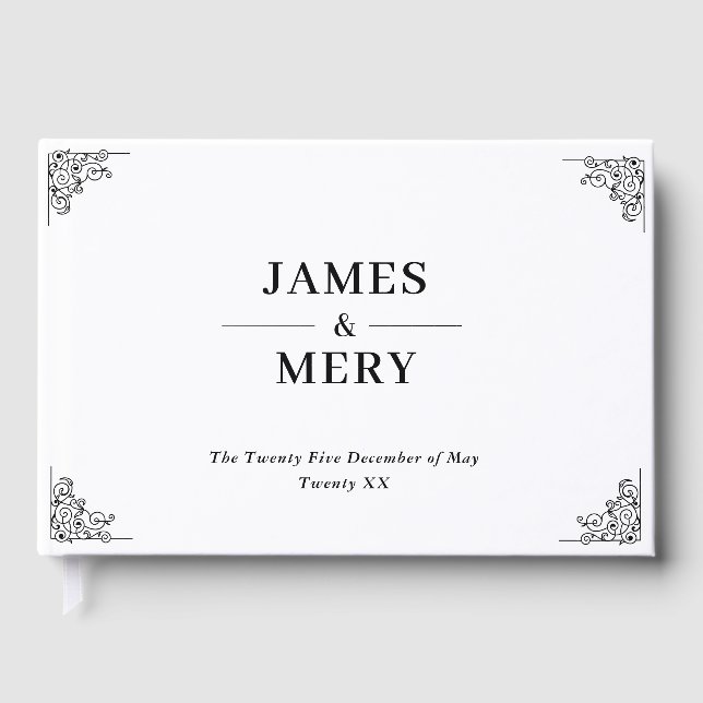 Libro De Visitas Classic Monogram Elegant Border Wedding (Anverso)