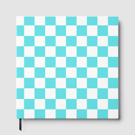 Libro De Visitas Classic visual turquoise blue checkerboard