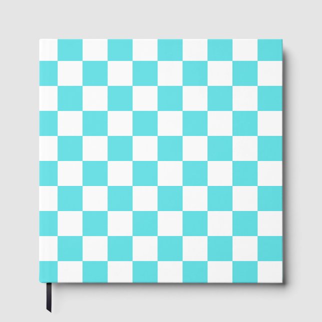 Libro De Visitas Classic visual turquoise blue checkerboard  (Anverso)