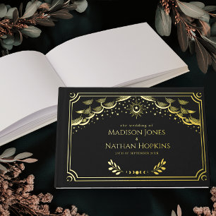 Libro De Visitas Classy Gold Tarot Card Boda Guest Book