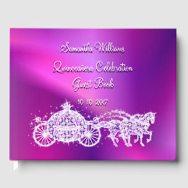 Libro De Visitas Coach y caballo Princesa Púrpura Quinceañera
