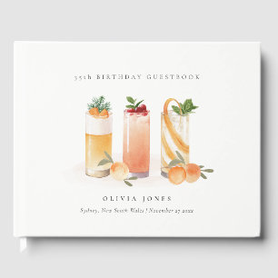 Libro De Visitas Cocktail de Frutas Lindas Rubor Naranja Cumpleaños
