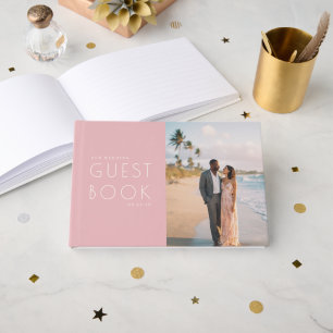 Libro De Visitas Colaje de Fotos de Playa Romántica Rosa