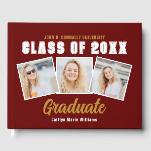 Libro De Visitas Colaje de Fotos Granate Clase de Graduación 2026
