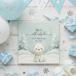 Libro De Visitas Cold Outside Winter Polar Bear Baby Shower 