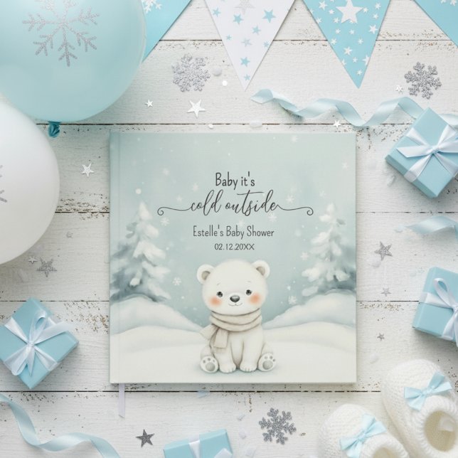 Libro De Visitas Cold Outside Winter Polar Bear Baby Shower  (Subido por el creador)