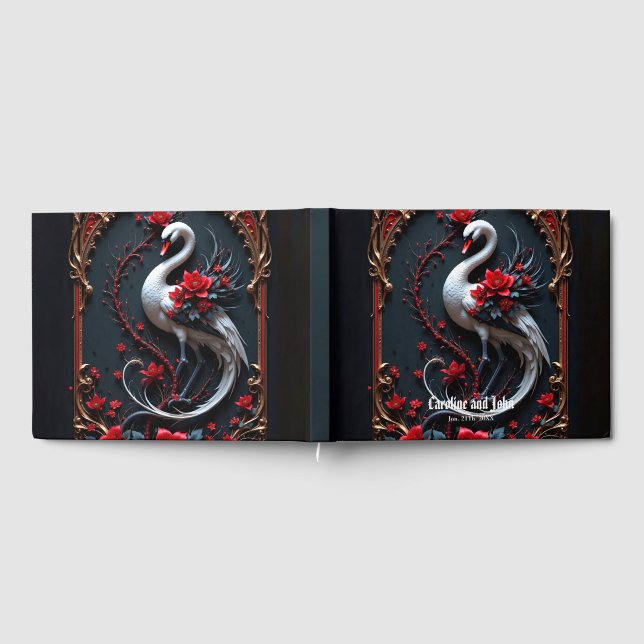 Libro De Visitas Colección de Boda del Elegante Cisne Blanco (Lleno)