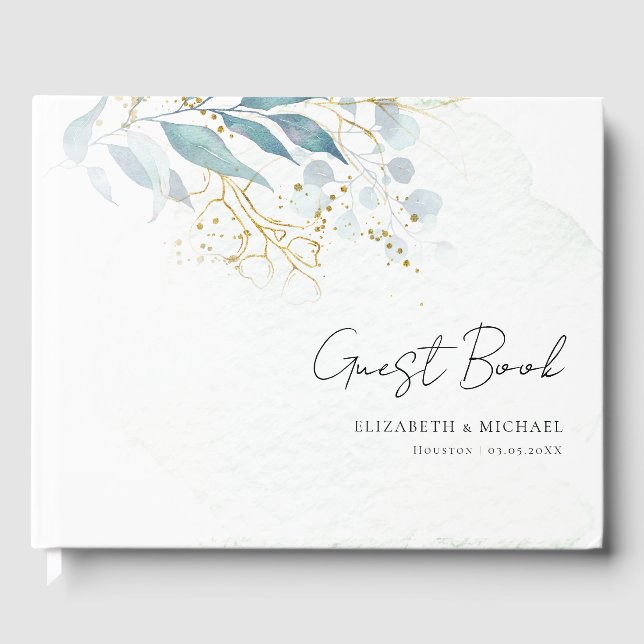 Libro De Visitas Colección de Bodas blancos de oro azul (imitar) (Anverso)