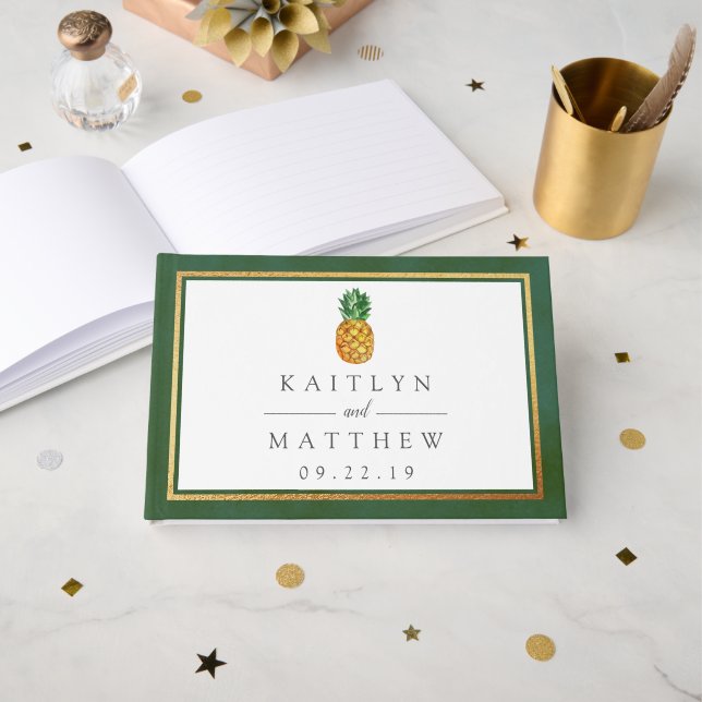 Libro De Visitas Colección de Bodas de piña tropical (Anverso Abierto)