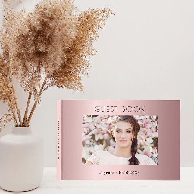 Libro De Visitas Collage de fotos rosa de la fiesta de cumpleaños (Subido por el creador)