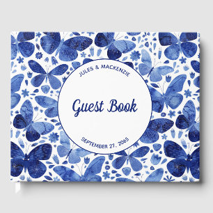 Libro De Visitas Color de agua moderno de mariposa azul