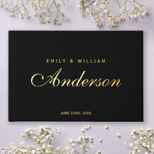 Libro De Visitas Color de fondo editable Elegante guion de boda