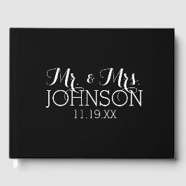 Libro De Visitas Color sólido negro Mr. y Mrs Wedding Favors