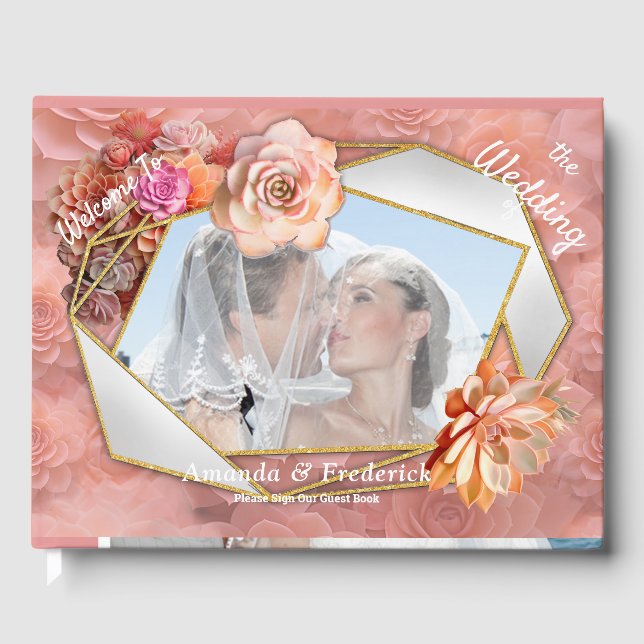 Libro De Visitas Colores suculentos Apricot Crush para 2024 (Anverso)