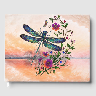 Libro De Visitas Colorful Nature Vibrant Dragonfly Floral Art