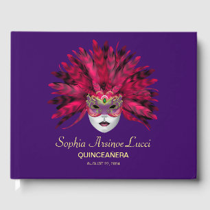 Libro De Visitas Colorida mascarada Quinceañera