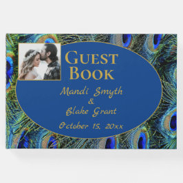 Libro De Visitas Coloridas plumas de pavo real Boda de fuentes de o