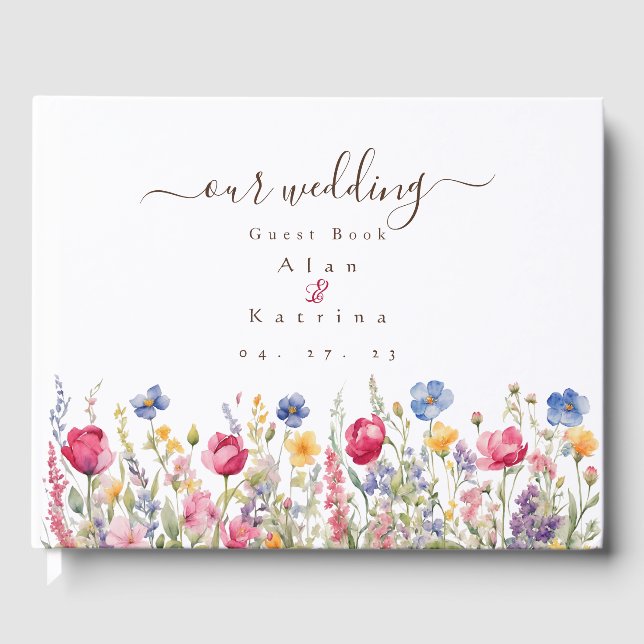 Libro De Visitas Colorido Garden Boho Wildflowers Guest Book (Anverso)