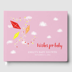 Libro De Visitas Cometas rosas que Baby Shower desea para el bebé